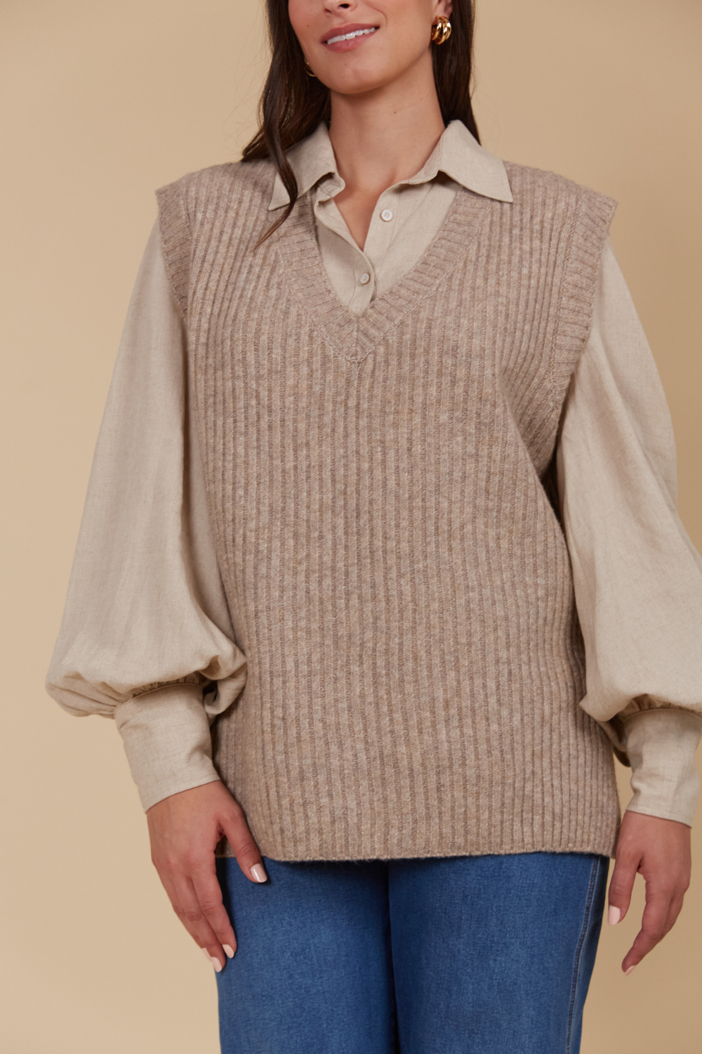 Miru Knit Vest | Taupe