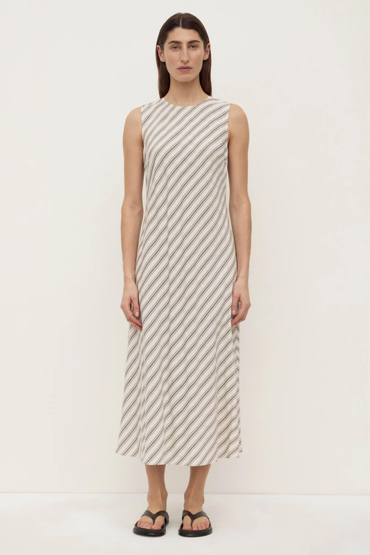 Lenny Stripe Midi Dress | Cream/Smoke