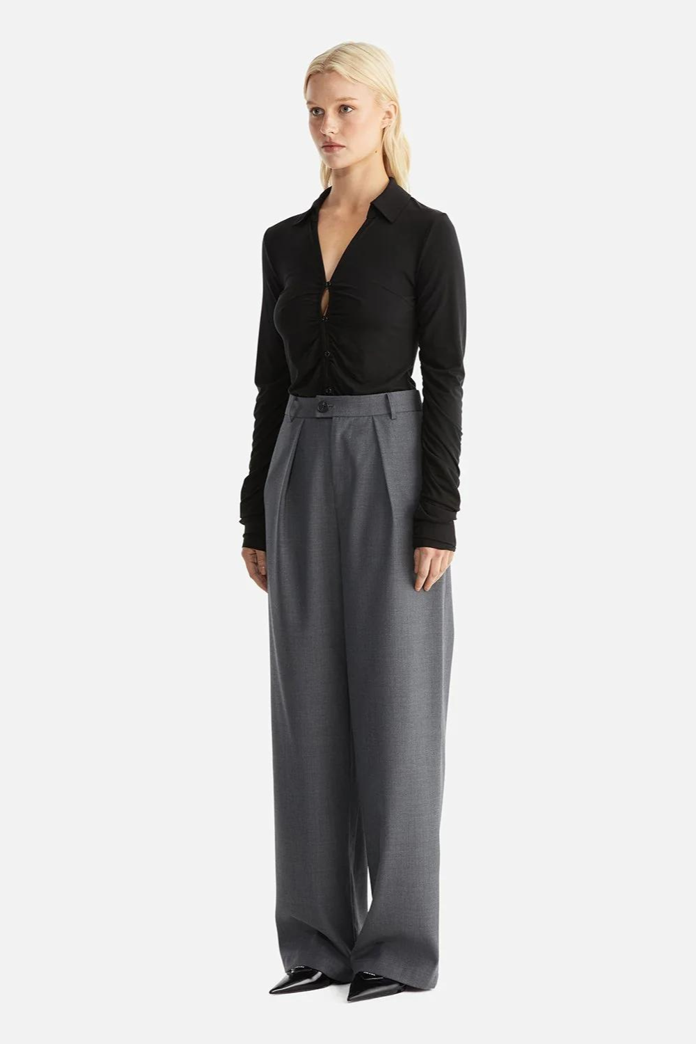 Ritchie Wide Leg Trouser | Charcoal