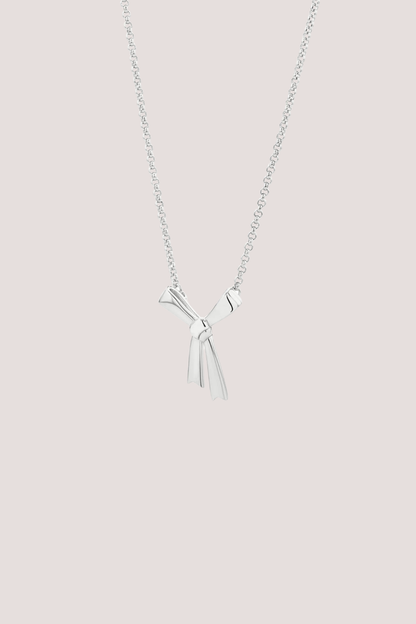 Small Bow Necklace 50cm | Silver