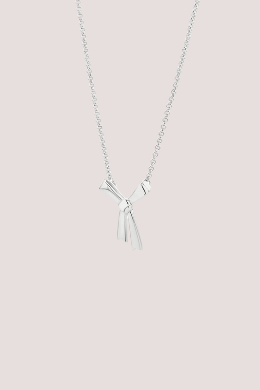Small Bow Necklace 50cm | Silver