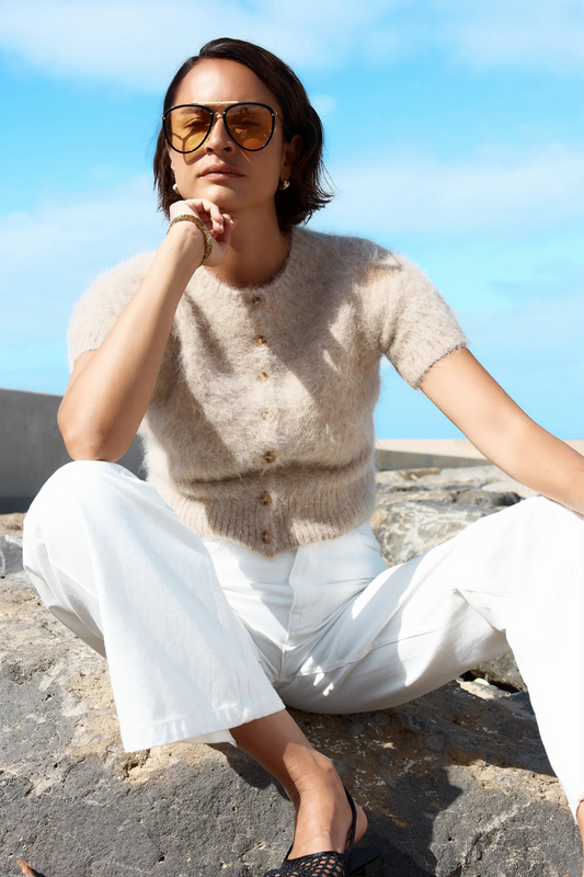 Elly Cropped Cardigan | Oat