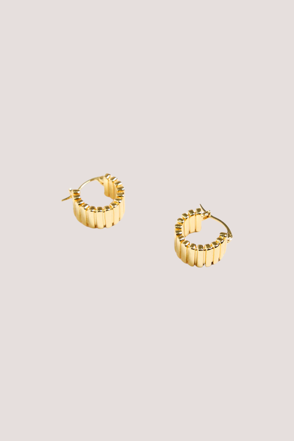Ridged Gold Hoop Earring