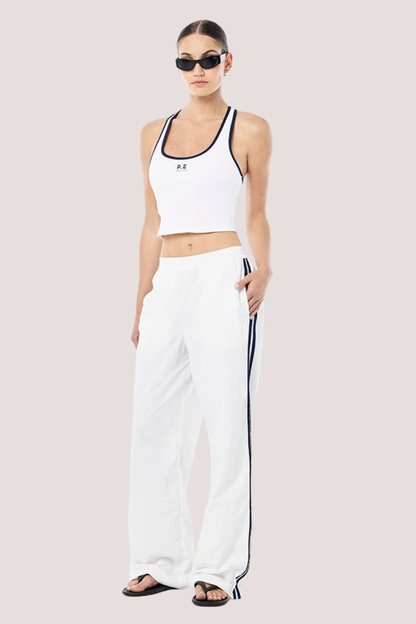 Relay spray track pant | White/Dark Navy