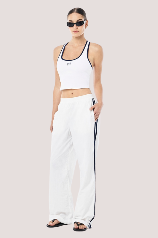 Relay spray track pant | White/Dark Navy