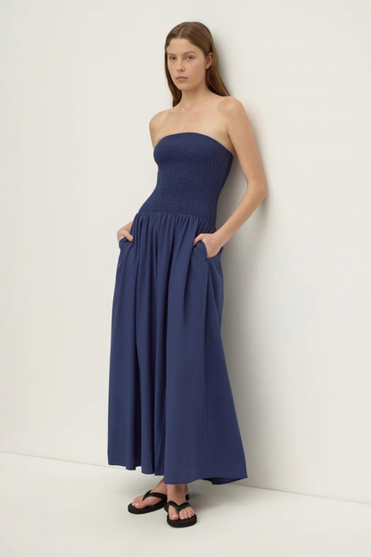 Connie Cotton Shirred Dress | Imperial Blue