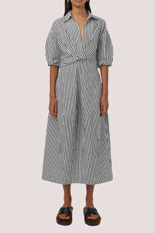 Flynn Cocoon Dress | Charcoal/White