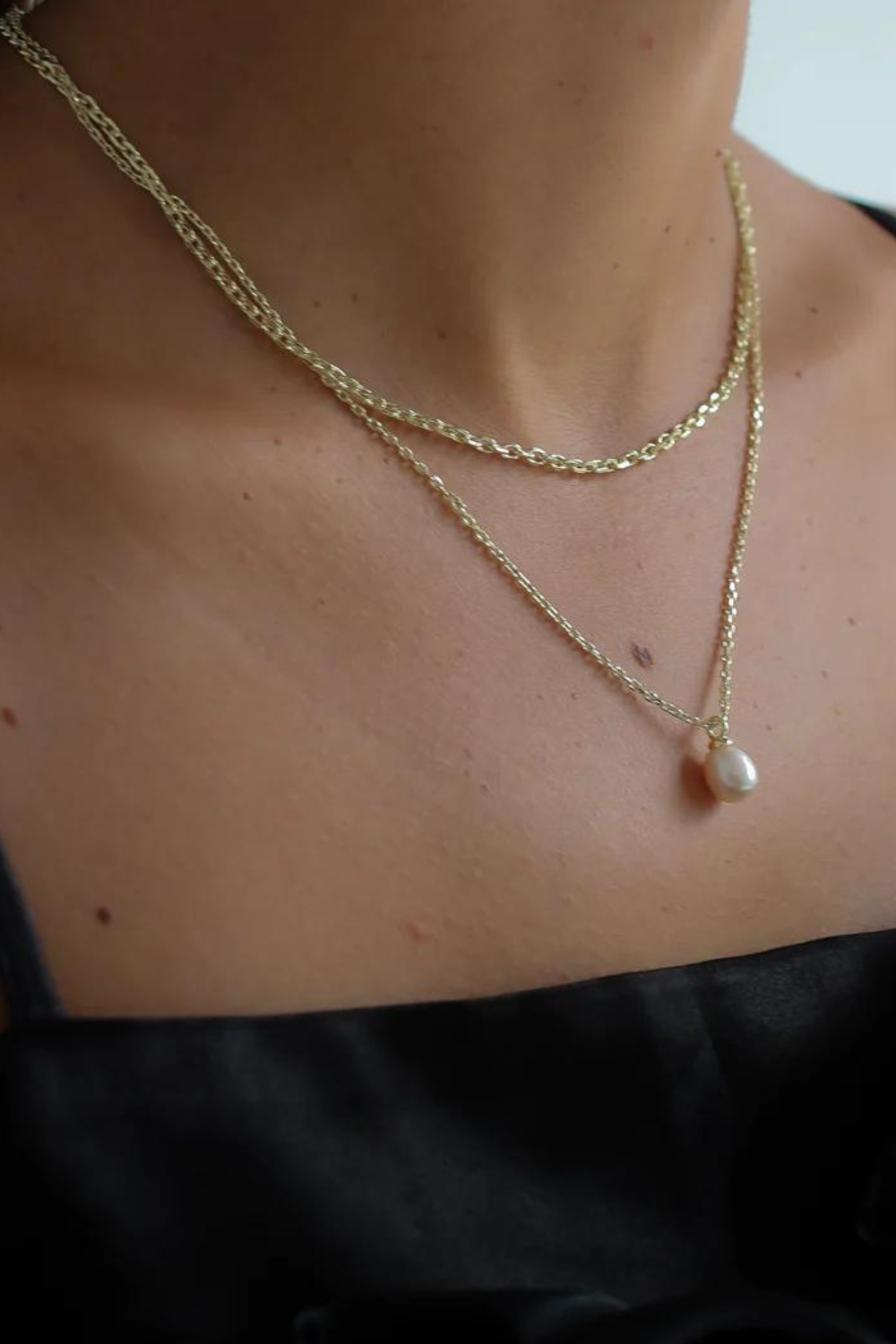 Stevie Double Chain Necklace | Freshwater pearl
