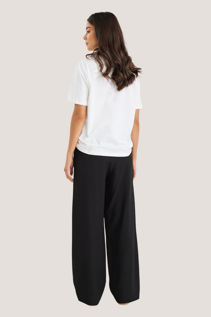 Ambient Black Contrast Waist Wideleg Pants