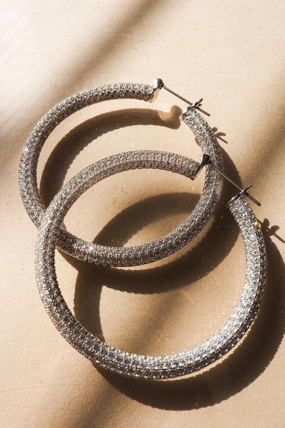 Pave Amalfi Hoops | Silver