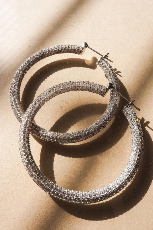 Pave Amalfi Hoops | Silver