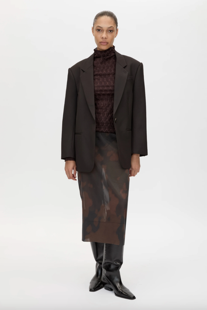 Saxony Oversized Blazer | Espresso Pindot