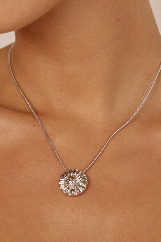 Sunflower Pendant Necklace | Silver