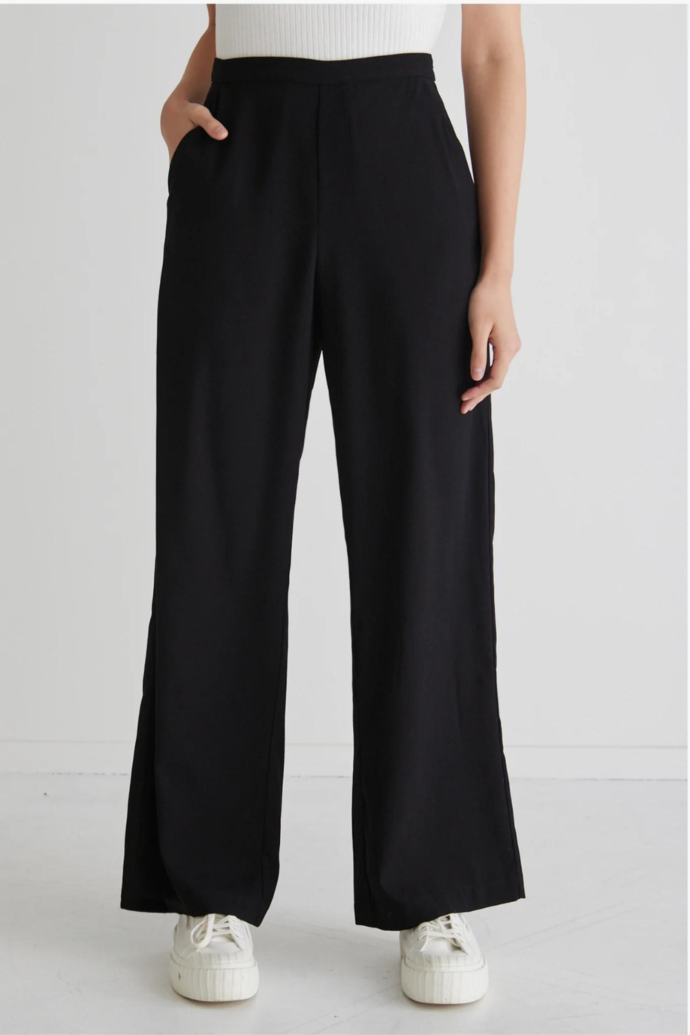 Best Life Black Soft Crepe Wide Leg Pant
