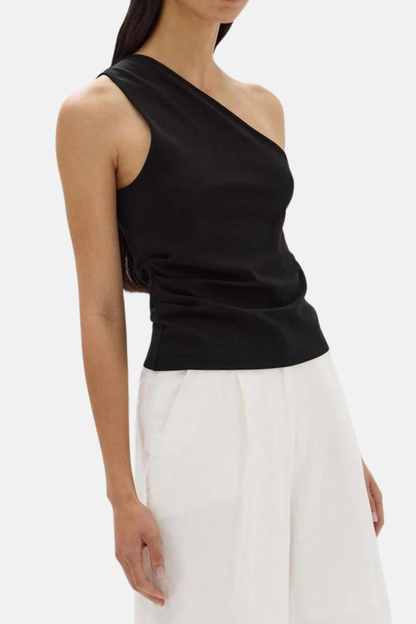 Orchid Jersey One Shoulder Top | Black
