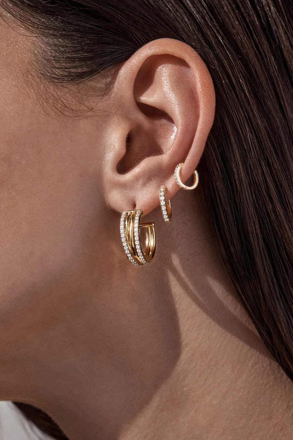 18k Gold Plated Entwined Hearts Large Hoops