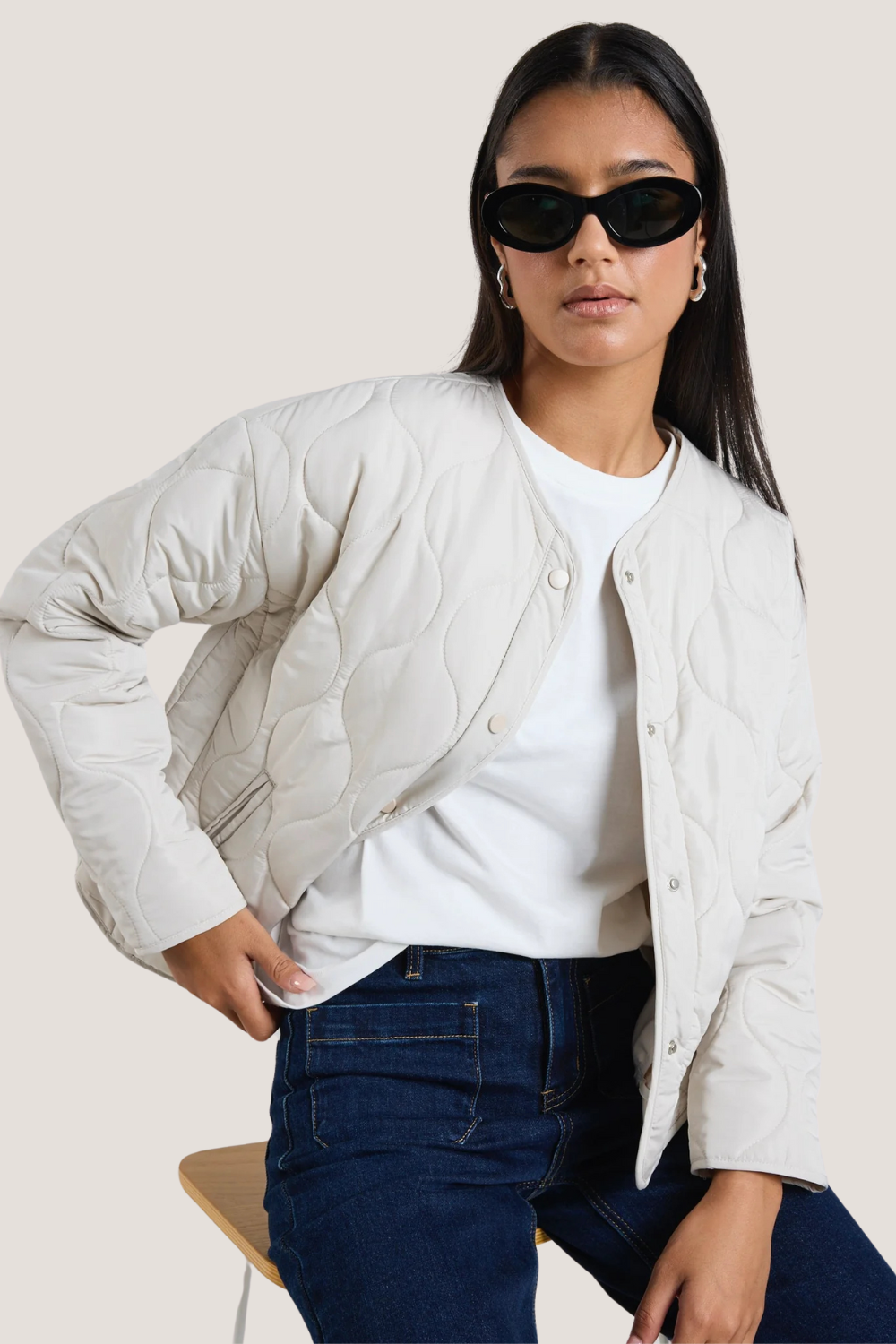 Apex Putty Collarless Puffer Jacket