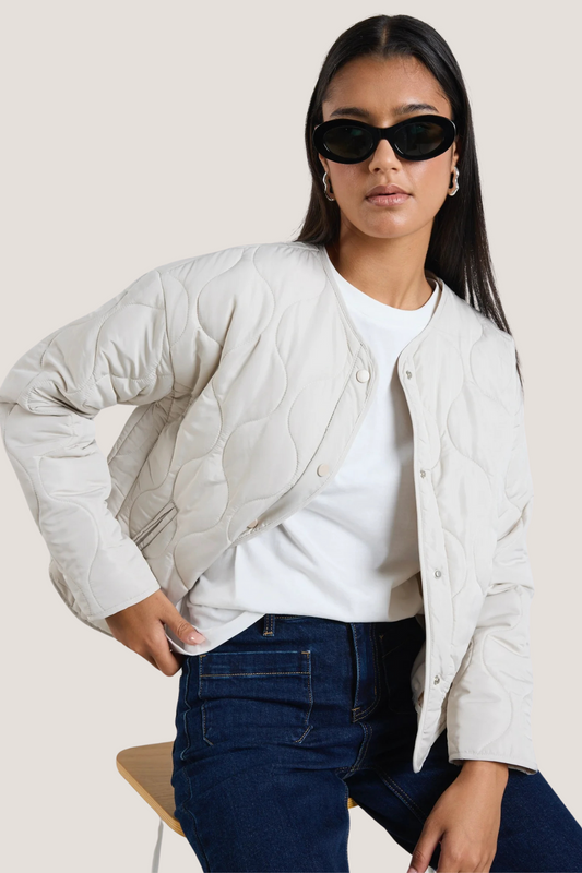 Apex Putty Collarless Puffer Jacket