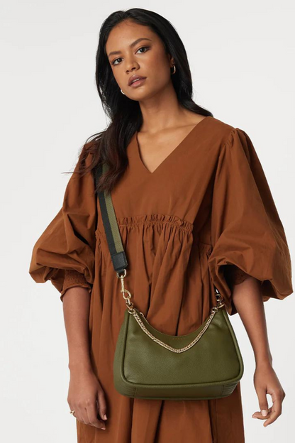 Feature Strap Webbing | Khaki+Black Stripe