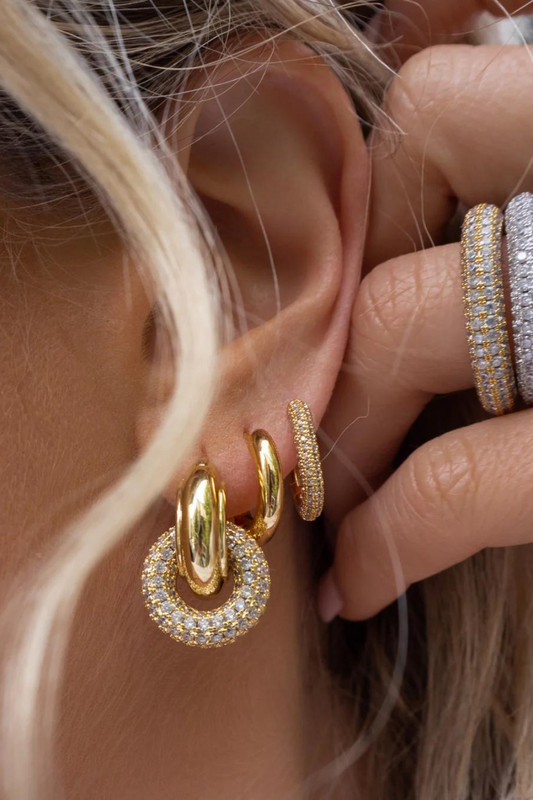 The Pave Interlock Hoops | Gold