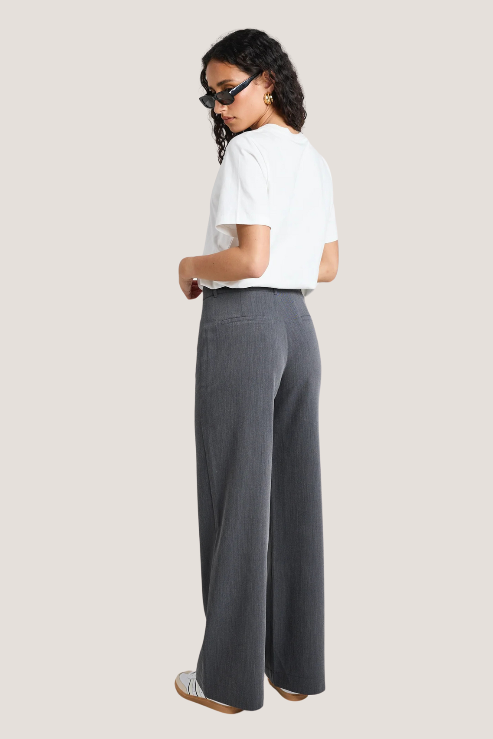 Zoey Charcoal Tailored High Rise Wide Leg Pocket Pants