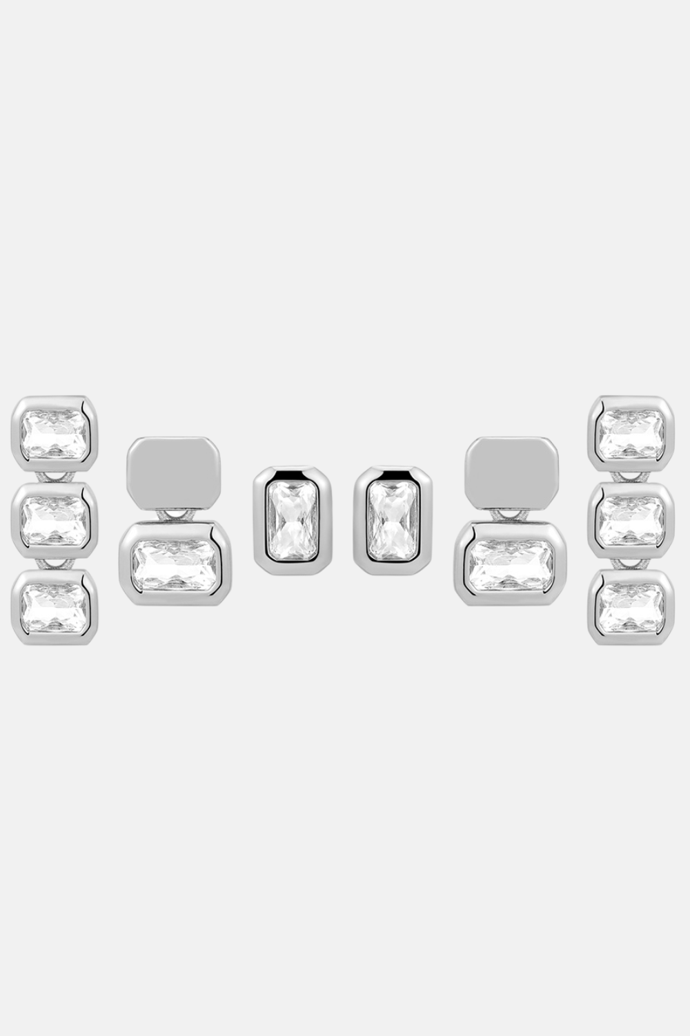 Bianca Bezel Studs Set | Silver