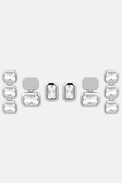 Bianca Bezel Studs Set | Silver