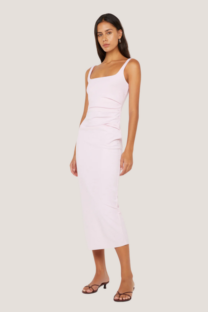 Aveline Tuck Midi Dress | Ballet Pink