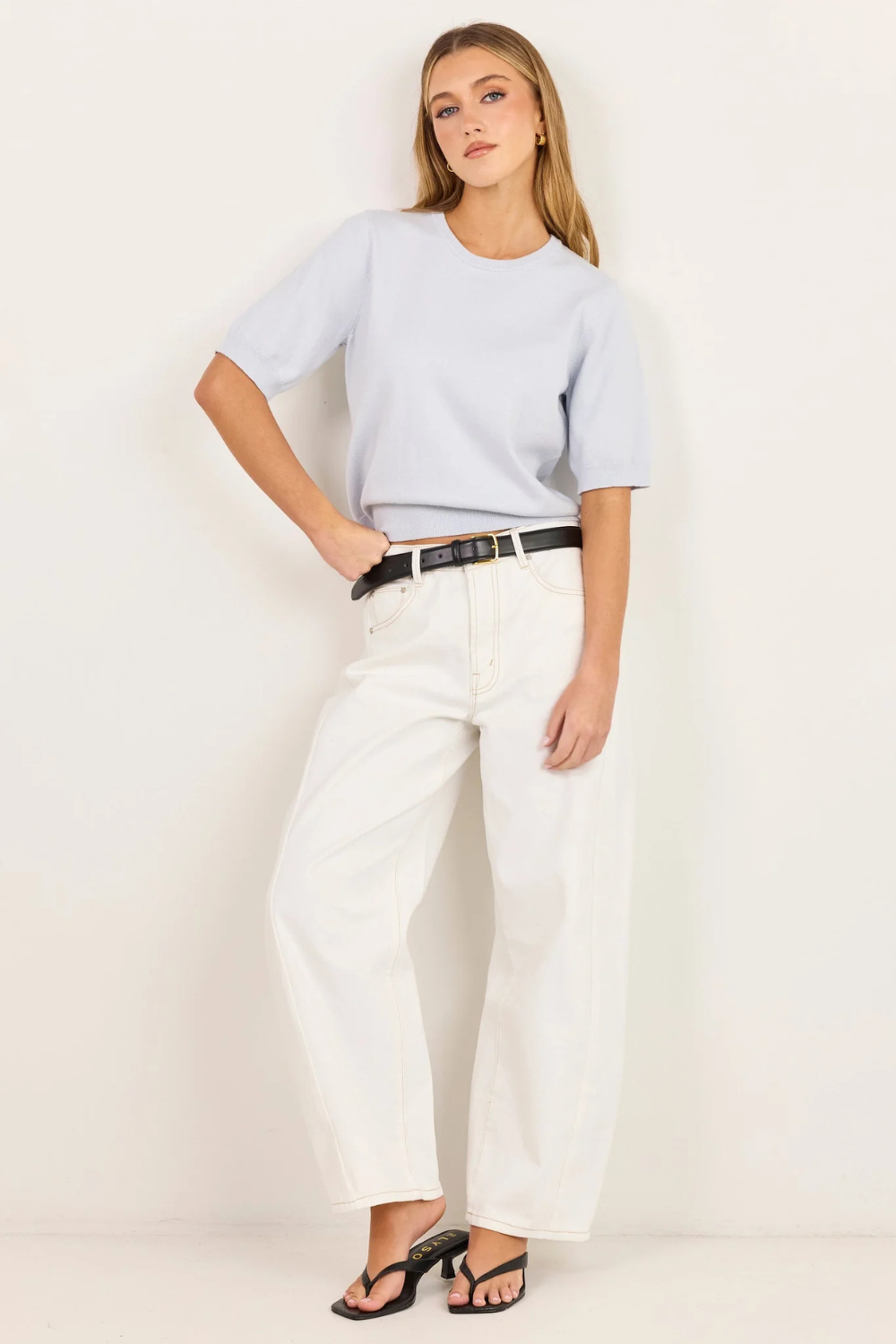 Edition Ice Blue Crewneck Cashmere Blend Knit Tee