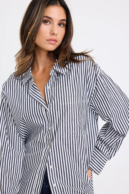 You Got This Black Stripe Poplin Oversized Shirt