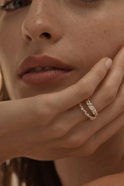 18k Gold Vermeil Crystal Dust Fine Ring