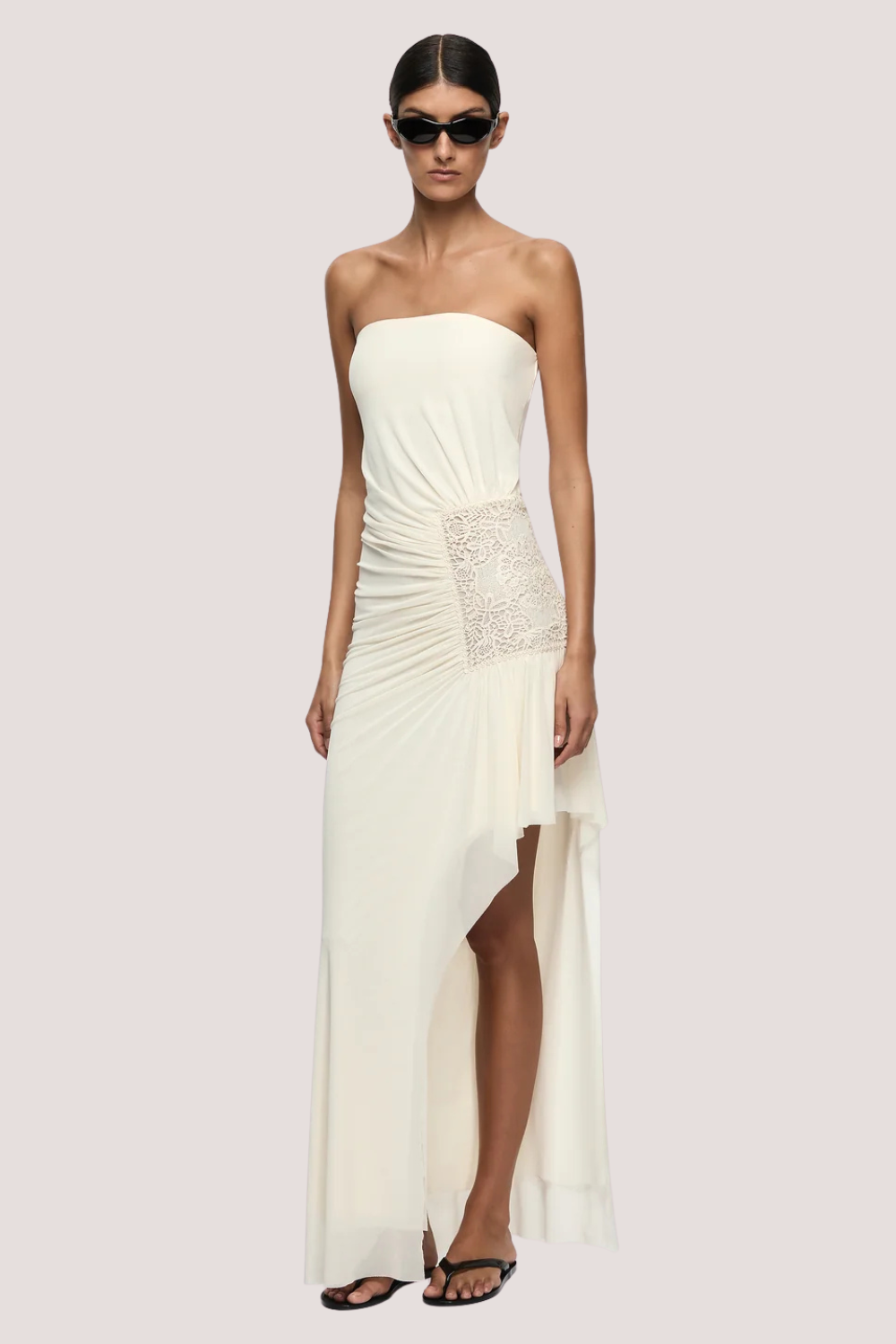 Winslow Strapless Asym Dress | Buttercream