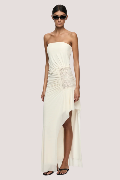 Winslow Strapless Asym Dress | Buttercream