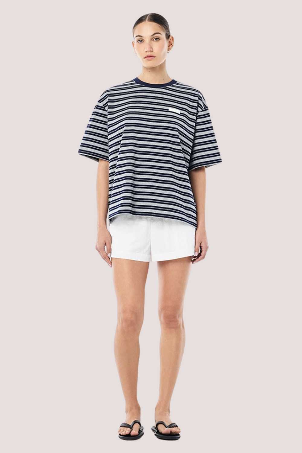 Oversized Spark Tee | Dark Navy Stripe