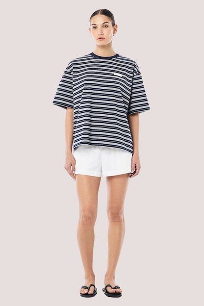 Oversized Spark Tee | Dark Navy Stripe