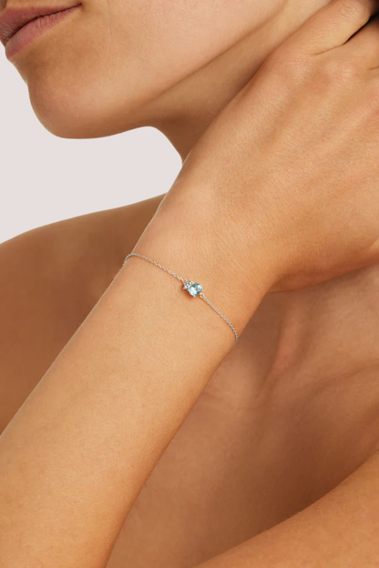 Sterling Silver Kindred Birthstone Bracelet - March