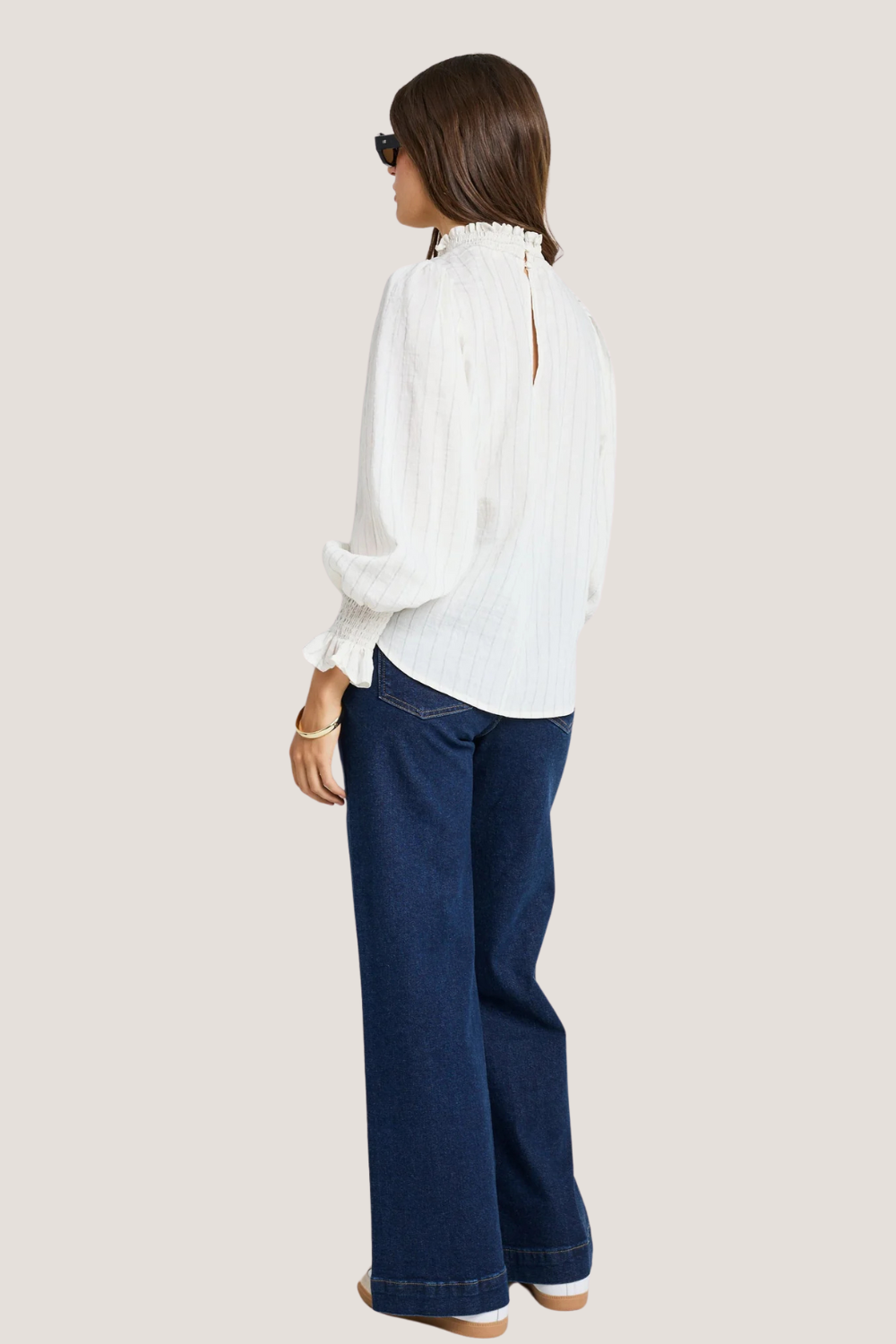 Emphatic Ivory Stripe High Neck Top