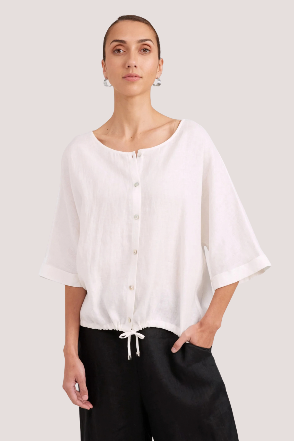 Studio Button Top/Jacket White