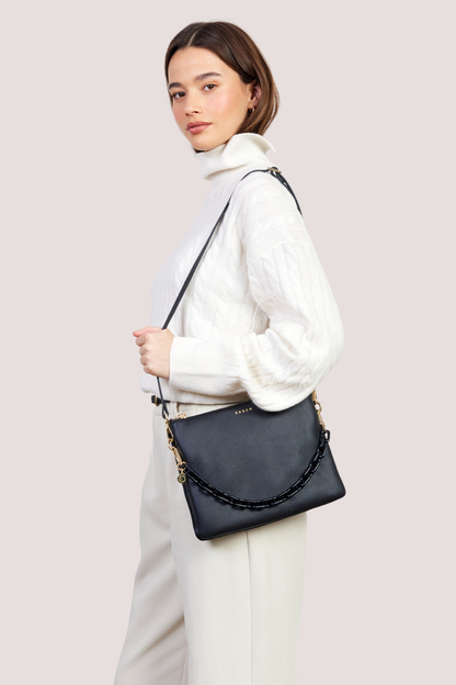 Matilda Crossbody | Black + Tonal Chain