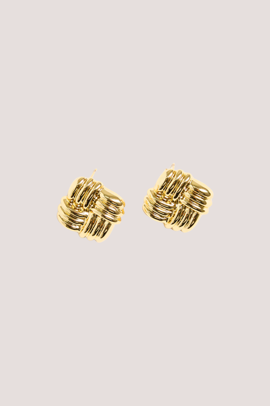 Square Weave Gold Stud Earring