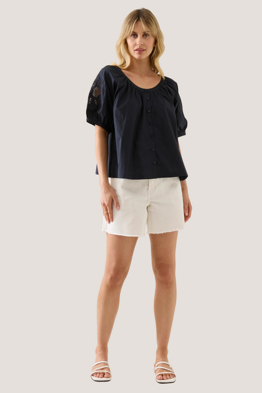 Nilsa Button Top | Navy