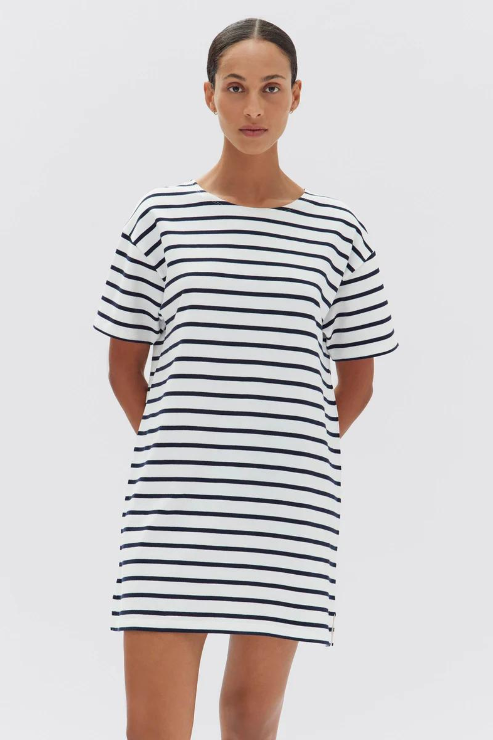 Bateau Tee Dress | True Navy Stripe