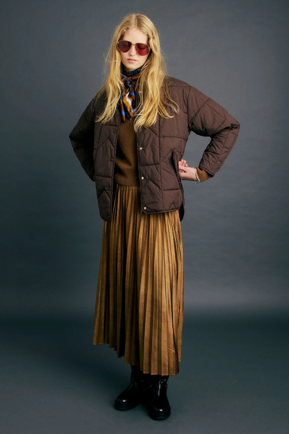 Quilted Monogram Jacket | Chocolate