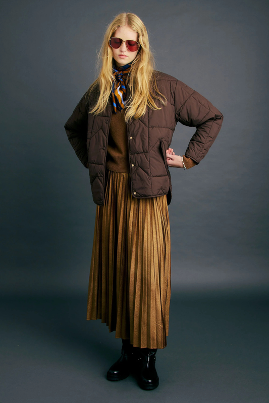 Quilted Monogram Jacket | Chocolate