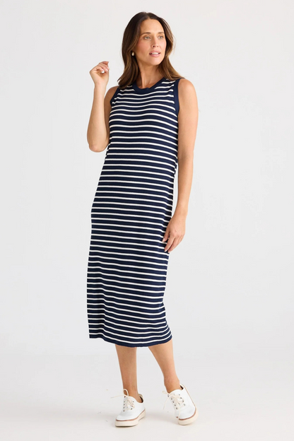 Squad Dress | Navy w White Stripe
