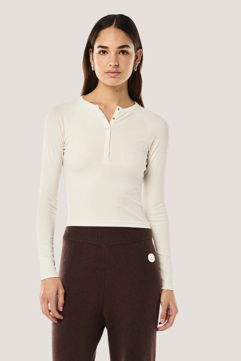 Prive Rib LS Tee | Whisper White