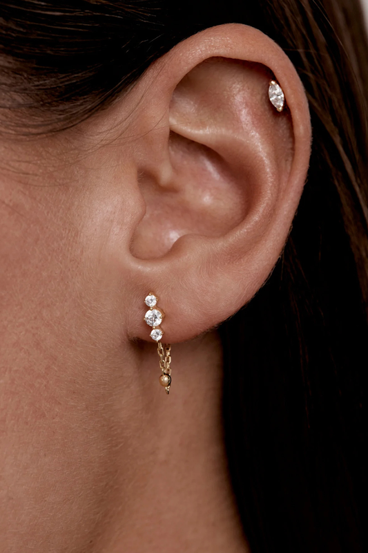 18k Gold Vermeil In the Stars Chain Huggie Earrings
