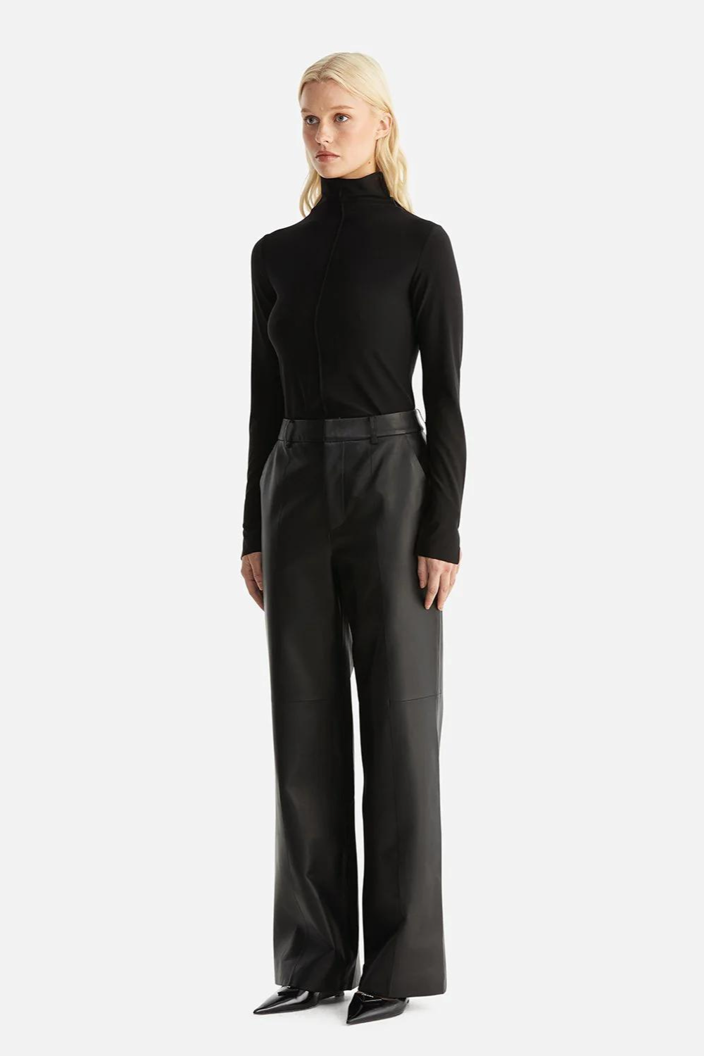 Core Relaxed Leather Pant | Black