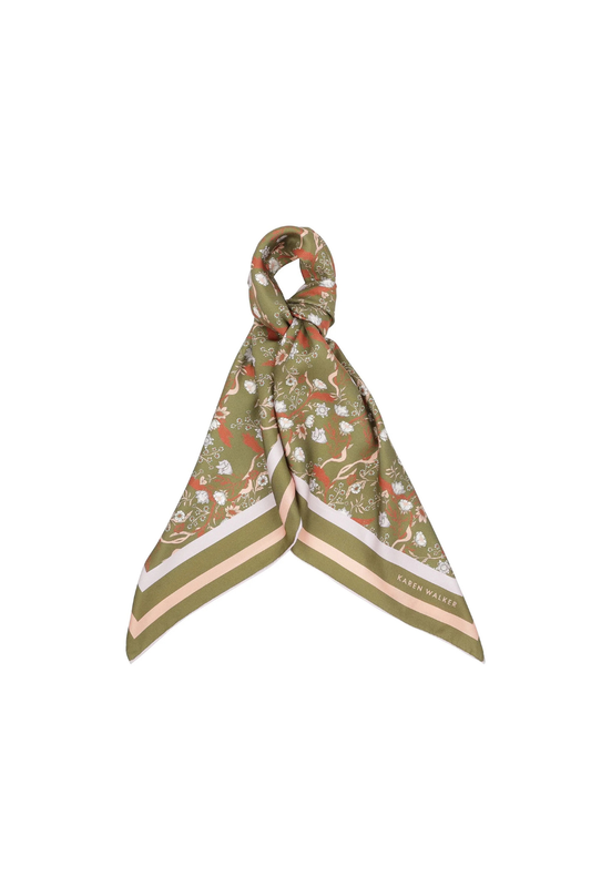 Whimsy Floral Classic Scarf | Olive Multi