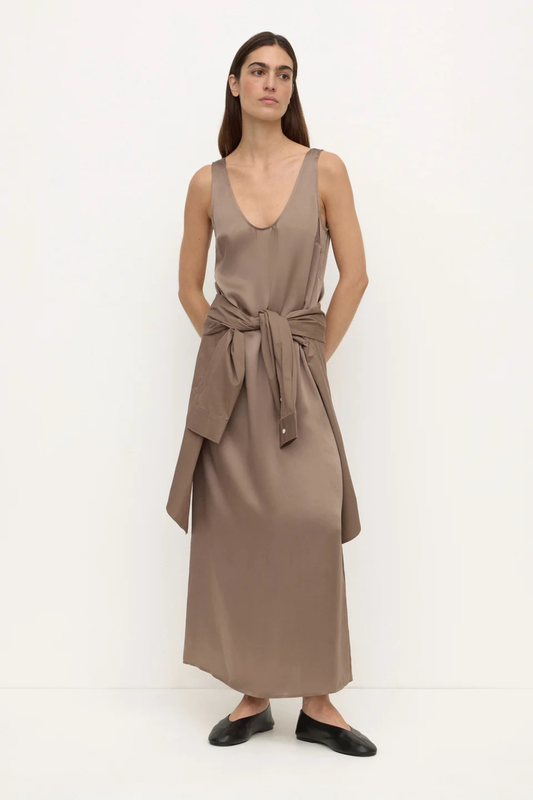 Pippa Silk Tank Dress | Dark Sand